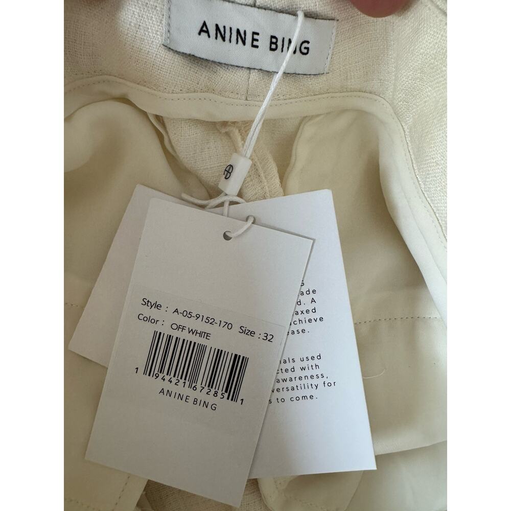 Anine Bing Carrie Pleated Linen Shorts Womens XS Off-White NWT - Picture 13 of 13